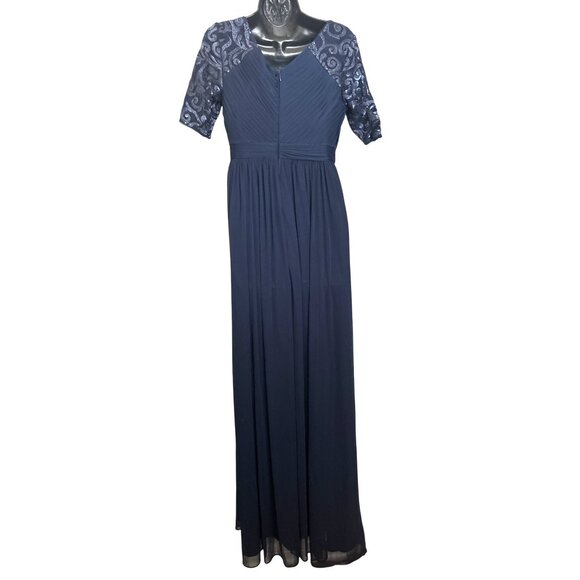 NWT Adrianna Papell Women's Seqin and Tulle Midnight Blue‎ Sz 6 Gown - Picture 3 of 6